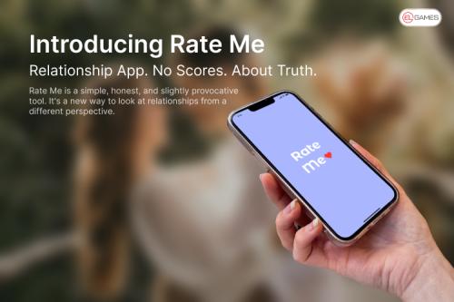 Rate Me mobile relationship game interface showing 15 meaningful questions designed to spark honest conversations and deeper connection between partners.